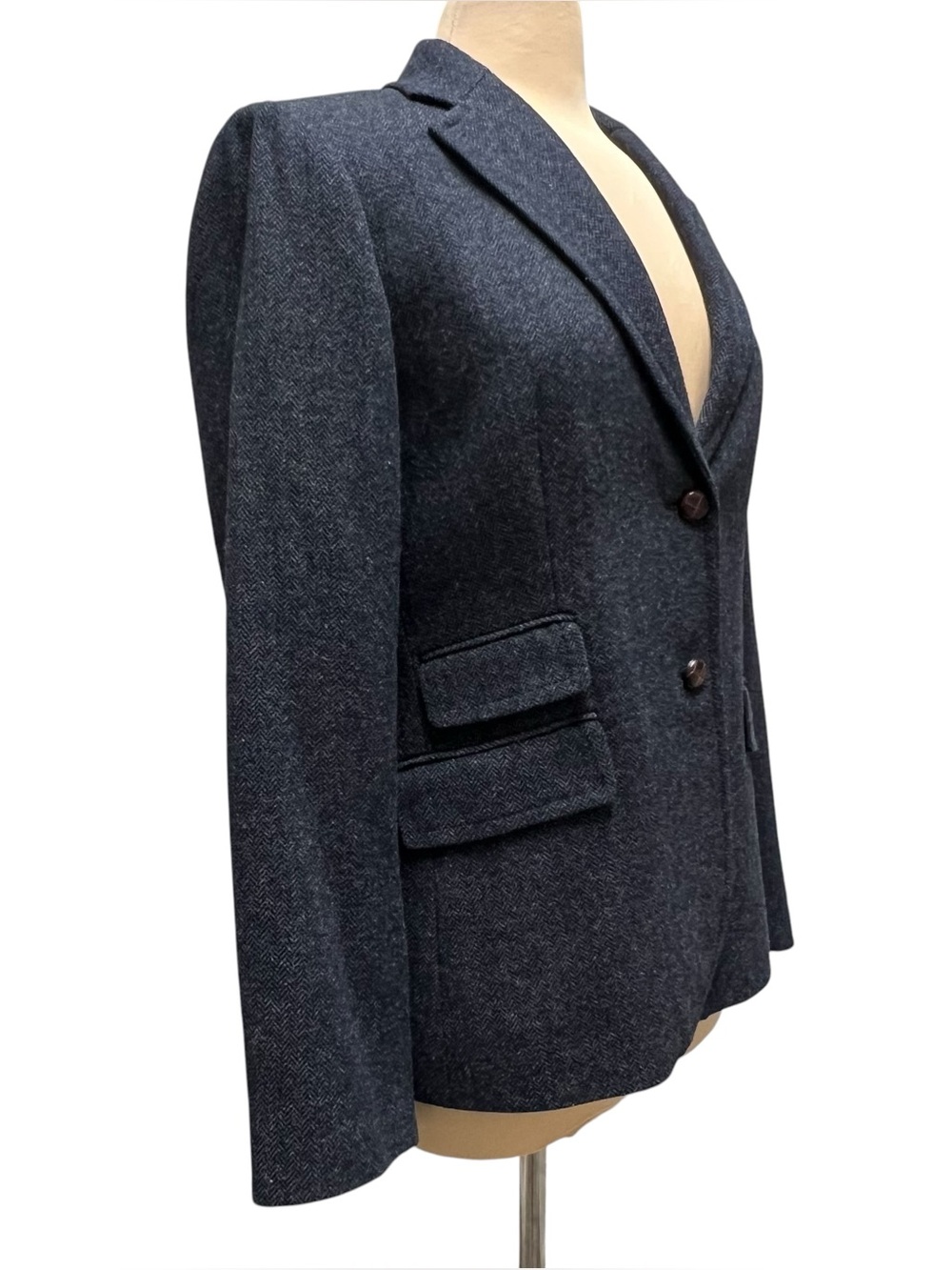 J.Crew Navy Herringbone Wool Blend Blazer Size 12 Preppy - Picture 6 of 16
